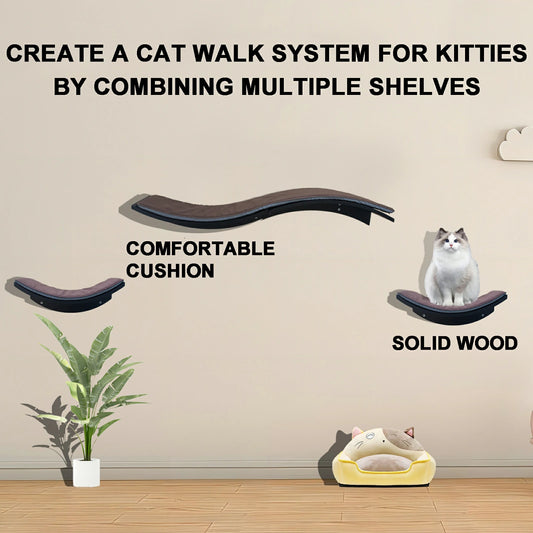 Cat Wall Shelves (Curved Waved)