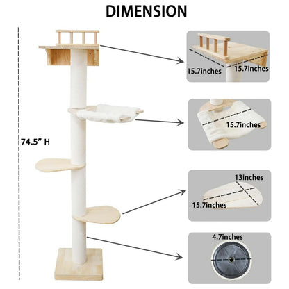 4 Tiers Wall Anchored Cat Tree