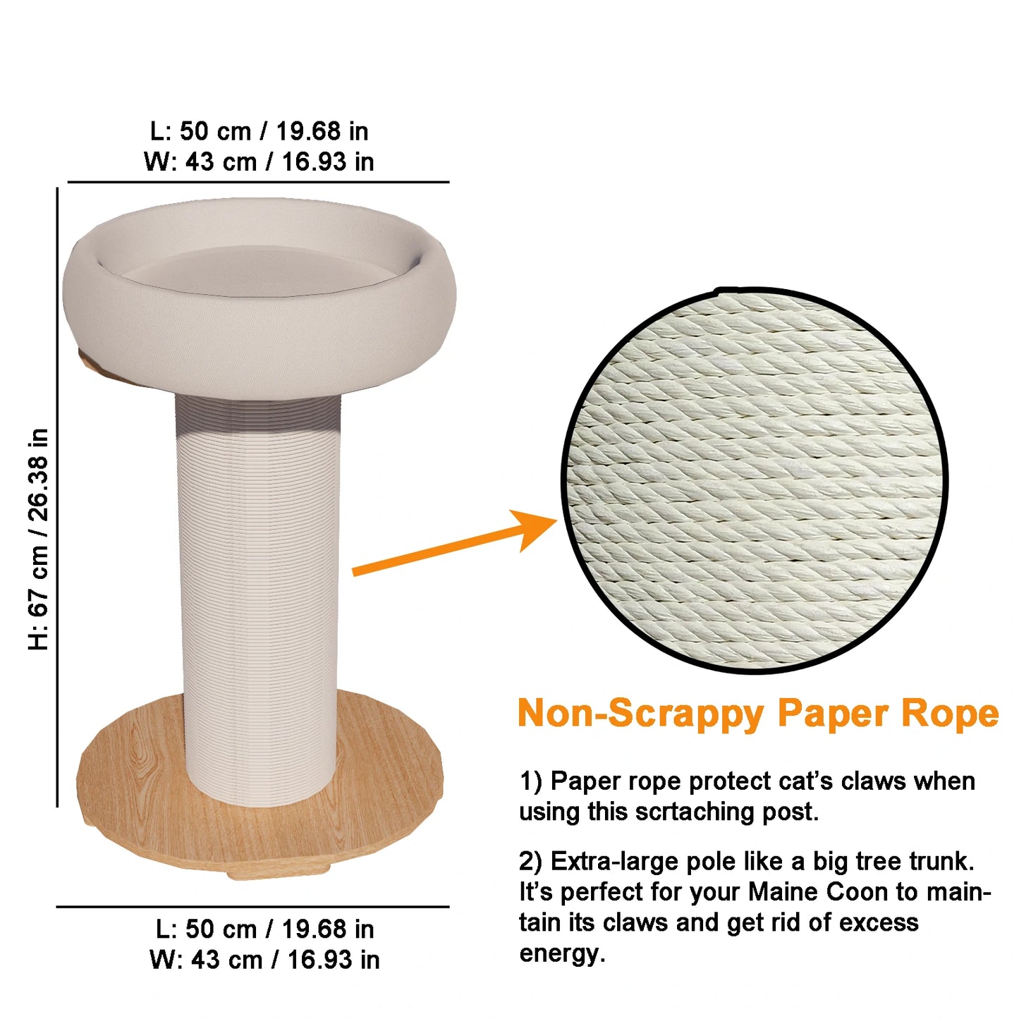 7.87" Thick Cat Scratching Post (Soft Cushion)